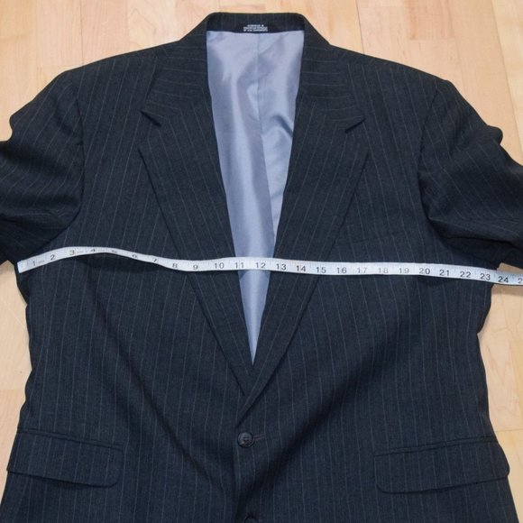 REED ST JAMES Men's Suit Jacket Coat 46L Pants Sz 36 x 30 Gray Pin-Stripe - Picture 16 of 16